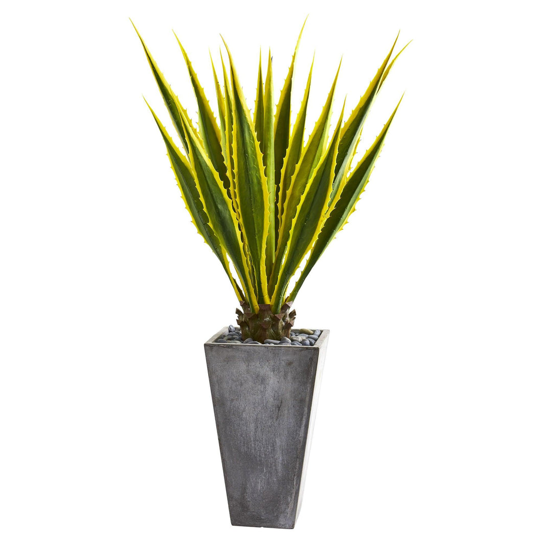 5' Agave Artificial Plant in Gray Planter - zzhomelifestyle
