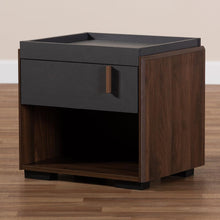 Load image into Gallery viewer, BAXTON STUDIO RIKKE MODERN AND CONTEMPORARY TWO-TONE GRAY AND WALNUT FINISHED WOOD 1-DRAWER NIGHTSTAND - zzhomelifestyle