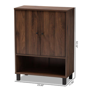 BAXTON STUDIO ROSSIN MODERN AND CONTEMPORARY WALNUT BROWN FINISHED 2-DOOR WOOD ENTRYWAY SHOE STORAGE CABINET - zzhomelifestyle