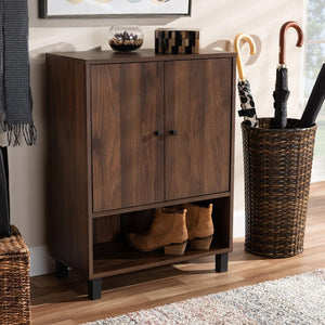 BAXTON STUDIO ROSSIN MODERN AND CONTEMPORARY WALNUT BROWN FINISHED 2-DOOR WOOD ENTRYWAY SHOE STORAGE CABINET - zzhomelifestyle