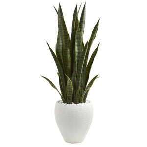 3.5' Sansevieria Artificial Plant in White Planter - zzhomelifestyle