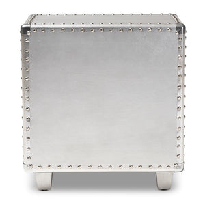 BAXTON STUDIO DAVET FRENCH INDUSTRIAL SILVER METAL 2-DRAWER NIGHTSTAND - zzhomelifestyle