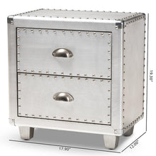 Load image into Gallery viewer, BAXTON STUDIO DAVET FRENCH INDUSTRIAL SILVER METAL 2-DRAWER NIGHTSTAND - zzhomelifestyle