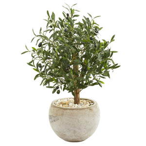 31" Olive Artificial Tree in Bowl Planter - zzhomelifestyle
