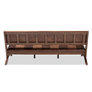 BAXTON STUDIO ROVELYN RUSTIC BROWN FAUX LEATHER UPHOLSTERED WALNUT FINISHED WOOD SOFA - zzhomelifestyle