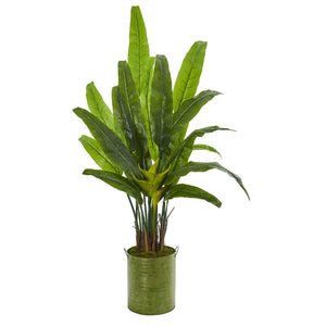 5' Travelers Palm Artificial Tree in Metal Planter - zzhomelifestyle