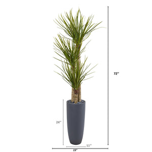 6' Yucca Artificial Tree in Bullet Planter - zzhomelifestyle