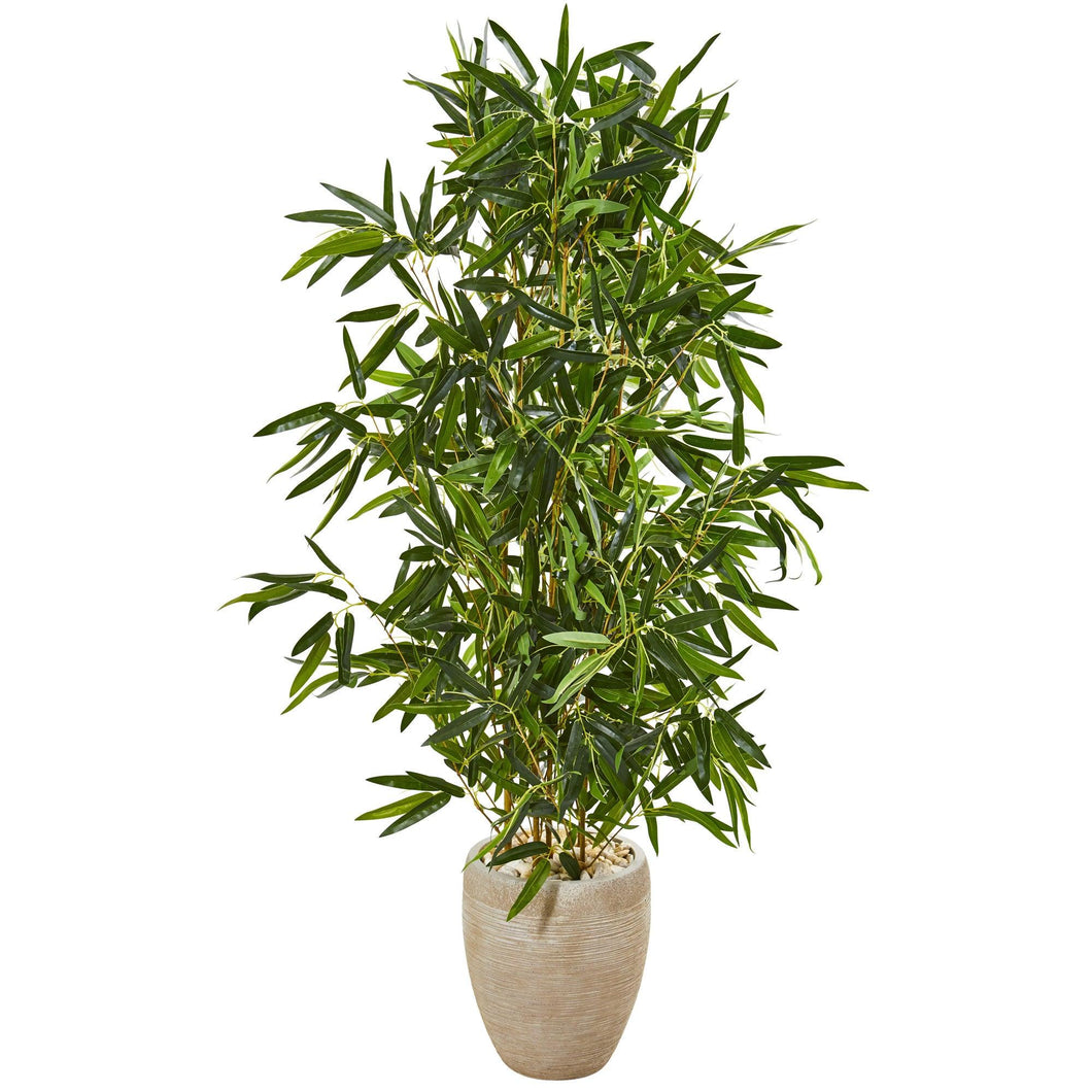 5' Bamboo Artificial Tree in Sand Colored Planter (Real Touch) UV Resistant (Indoor/Outdoor) - zzhomelifestyle