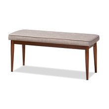 Load image into Gallery viewer, BAXTON STUDIO ITAMI MID-CENTURY MODERN LIGHT GREY FABRIC UPHOLSTERED MEDIUM OAK FINISHED WOOD DINING BENCH - zzhomelifestyle
