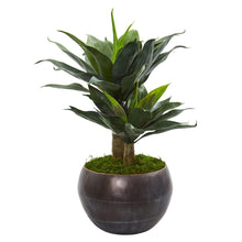 Load image into Gallery viewer, 31&quot; Double Agave Artificial Plant in Metal Bowl Planter - zzhomelifestyle