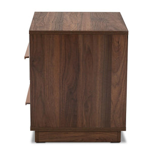 BAXTON STUDIO METTE MID-CENTURY MODERN TWO-TONE WHITE AND WALNUT FINISHED 2-DRAWER WOOD NIGHTSTAND - zzhomelifestyle