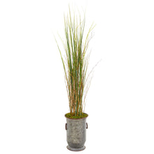 Load image into Gallery viewer, 45&quot; Grass and Bamboo Artificial Plant in Vintage Metal Planter - zzhomelifestyle