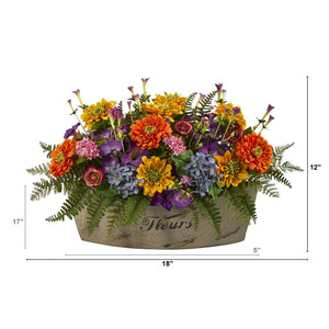 18" Mixed Flowers Artificial Arrangement in Decorative Vase - zzhomelifestyle