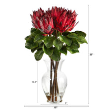 Load image into Gallery viewer, 23&quot; King Protea Artificial Arrangement in Glass Vase - zzhomelifestyle