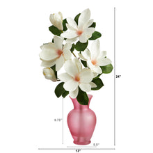 Load image into Gallery viewer, 24&quot; Japanese Magnolia Artificial Arrangement in Rose Colored Vase - zzhomelifestyle