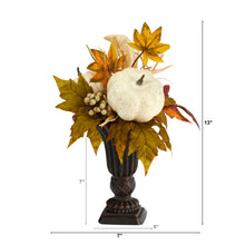 Load image into Gallery viewer, 13&quot; Fall Pumpkin and Berries Artificial Autumn Arrangement in Decorative Urn - zzhomelifestyle