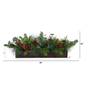 30" Evergreen Pine and Pine Cone Artificial Christmas Centerpiece Arrangement - zzhomelifestyle