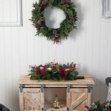 Load image into Gallery viewer, 24&quot; Holiday Berries, Pinecones and Eucalyptus Cutting Board Wall Décor or Table Arrangement - zzhomelifestyle