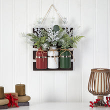 Load image into Gallery viewer, 17&quot; Holiday Assorted Christmas Pine Hanging Three Piece Mason Jar Arrangement Wall Art Décor - zzhomelifestyle