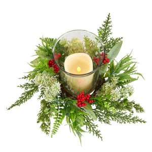 8" Cedar and Berries Artificial Christmas Arrangement Candelabrum - zzhomelifestyle