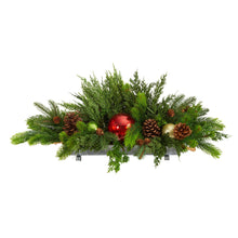 Load image into Gallery viewer, 24&quot; Cedar Pine, Pinecones and Ornaments Artificial Christmas Arrangement in Tin Vase - zzhomelifestyle