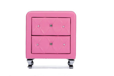 BAXTON STUDIO STELLA CRYSTAL TUFTED PINK LEATHER MODERN NIGHTSTAND - zzhomelifestyle