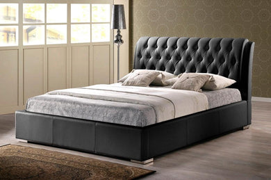 BIANCA BLACK MODERN BED WITH TUFTED HEADBOARD - QUEEN SIZE - zzhomelifestyle
