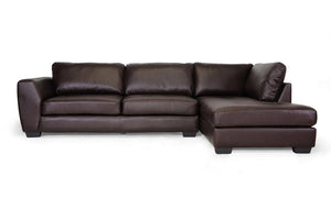 BAXTON STUDIO ORLAND BROWN LEATHER MODERN SECTIONAL SOFA SET WITH RIGHT FACING CHAISE - zzhomelifestyle