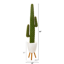 Load image into Gallery viewer, 5.5&#39; Cactus Artificial Plant in White Planter with Stand - zzhomelifestyle