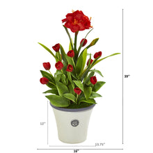 Load image into Gallery viewer, 39&quot; Amaryllis and Tulip Artificial Plant in Decorative Planter - zzhomelifestyle