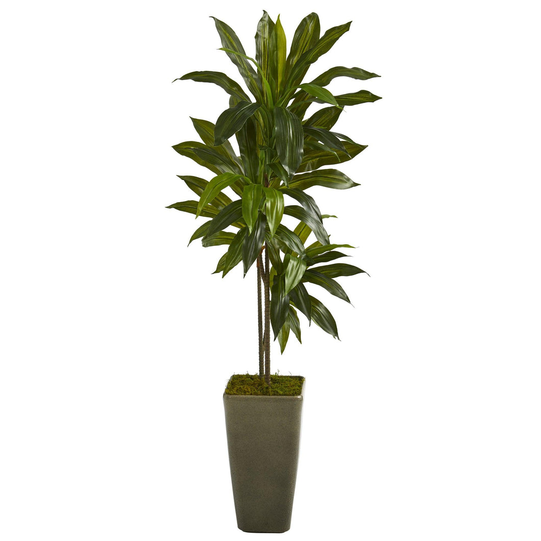 4.5' Dracaena Artificial Plant in Green Planter (Real Touch) - zzhomelifestyle