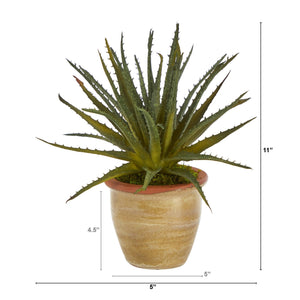 11" Aloe Artificial Plant in Ceramic Planter - zzhomelifestyle