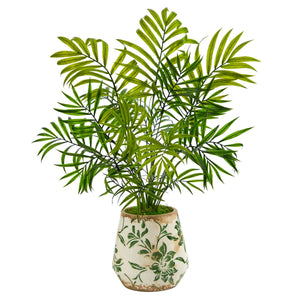 18" Mini Areca Palm Artificial Plant in Floral Vase - zzhomelifestyle