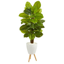Load image into Gallery viewer, 60&quot; Large Leaf Philodendron Artificial Plant in White Planter with Stand (Real Touch) - zzhomelifestyle