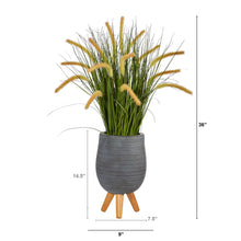 Load image into Gallery viewer, 3&#39; Onion Grass Artificial Plant in Gray Planter with Stand - zzhomelifestyle