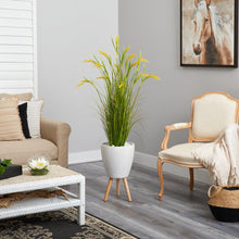 Load image into Gallery viewer, 5&quot; Wheat Grain Artificial Plant in White Planter with Legs - zzhomelifestyle
