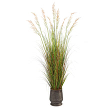 Load image into Gallery viewer, 6&#39; Grass Artificial Plant in Ribbed Metal Planter - zzhomelifestyle