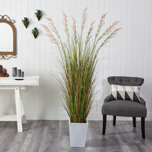 Load image into Gallery viewer, 74&quot; Grass Artificial Plant in White Metal Planter - zzhomelifestyle