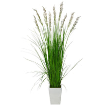 Load image into Gallery viewer, 75&quot; Grass Artificial Plant in White Metal Planter - zzhomelifestyle