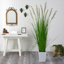 Load image into Gallery viewer, 75&quot; Grass Artificial Plant in White Metal Planter - zzhomelifestyle