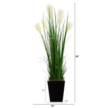 Load image into Gallery viewer, 4.5&#39; Wheat Plum Grass Artificial Plant in Black Metal Planter - zzhomelifestyle