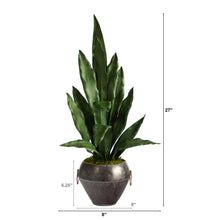 Load image into Gallery viewer, 27&quot; Sansevieria Artificial Plant in Metal Bowl - zzhomelifestyle