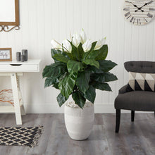 Load image into Gallery viewer, 4&#39; Spathiphyllum Artificial Plant in White Designer Planter - zzhomelifestyle