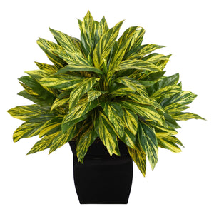 18" Tradescantia Artificial Plant in Black Metal Planter (Real Touch) - zzhomelifestyle