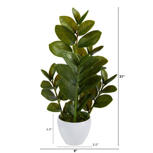 22" Zamioculcas Artificial Plant in White Planter - zzhomelifestyle