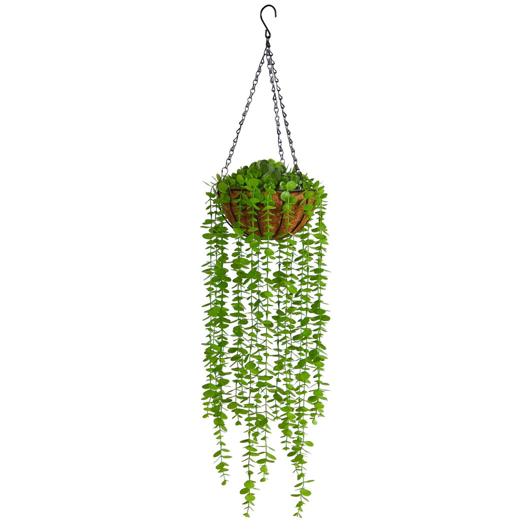3' Eucalyptus Artificial Plant in Hanging Basket - zzhomelifestyle