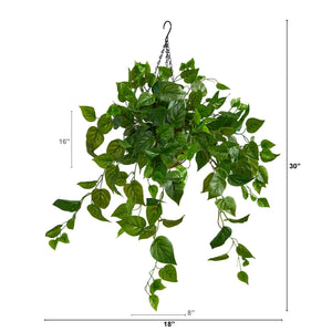 2.5' Philodendron Artificial Plant in Hanging Basket - zzhomelifestyle
