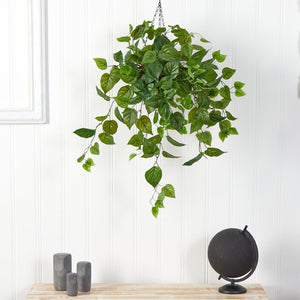 2.5' Philodendron Artificial Plant in Hanging Basket - zzhomelifestyle