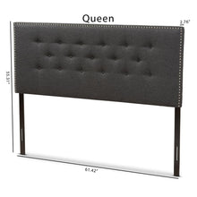 Load image into Gallery viewer, BAXTON STUDIO WINDSOR MODERN AND CONTEMPORARY DARK GREY FABRIC QUEEN SIZE HEADBOARD - zzhomelifestyle