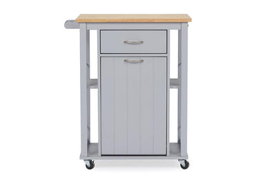 BAXTON STUDIO YONKERS CONTEMPORARY LIGHT GREY KITCHEN CART WITH WOOD TOPONE (1) KITCHEN CART - zzhomelifestyle